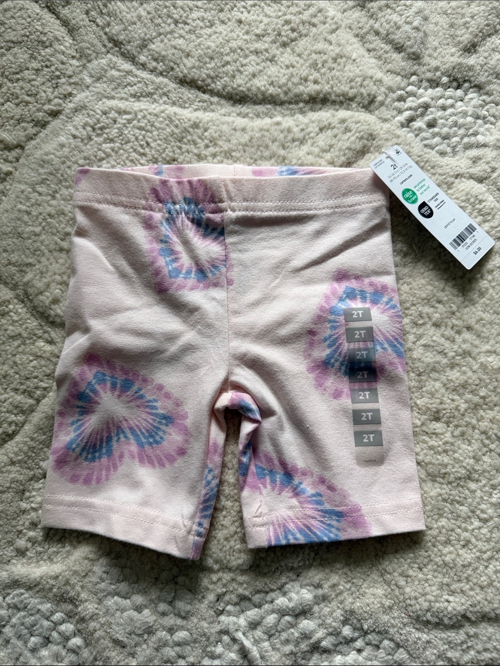 Carters With Tags Pink Tie-Dye Heart Toddler Bike Shorts 2T